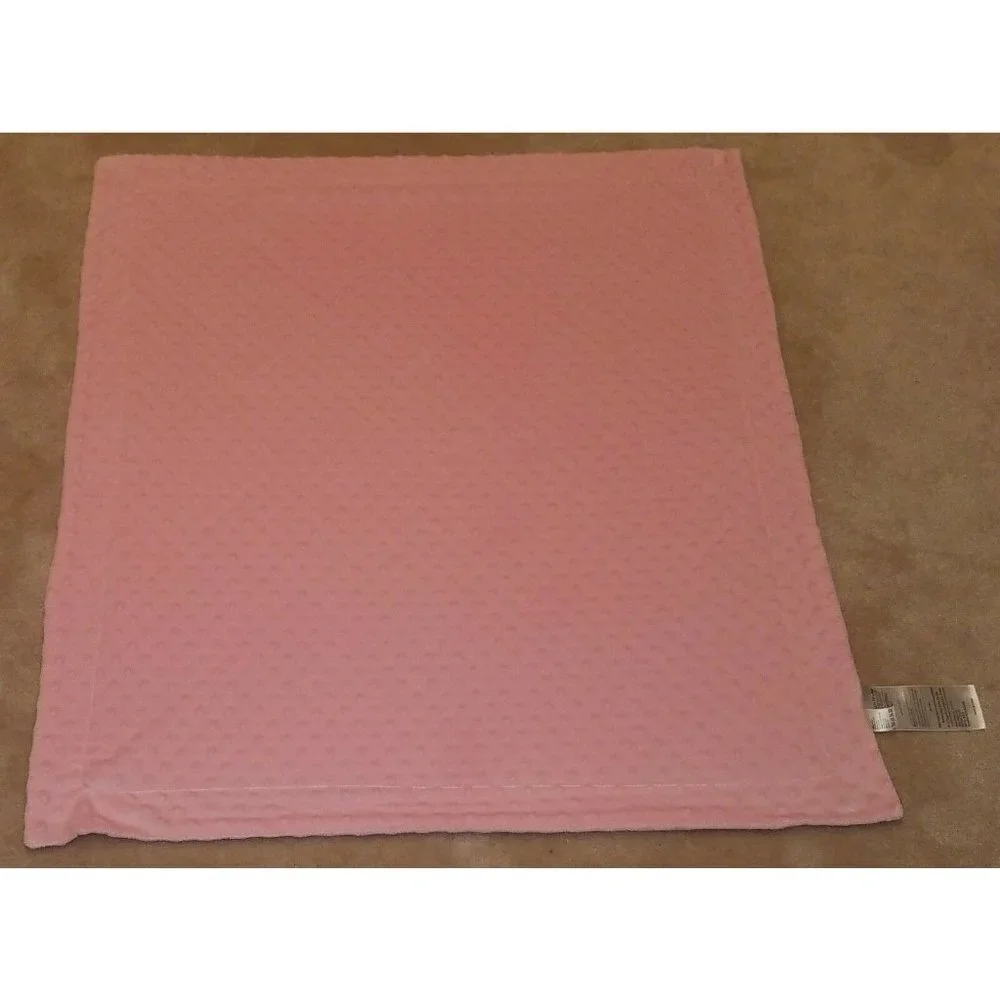 RN 109193 Solid Pink Minky Dots Fleece Security Blanket Lovey 30